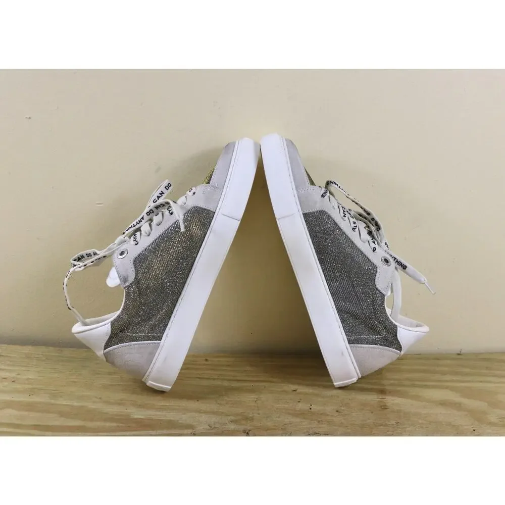 New Zadig & Voltaire Sneakers 38 White Leather Flash Sparkle Shoes - Picture 4 of 15